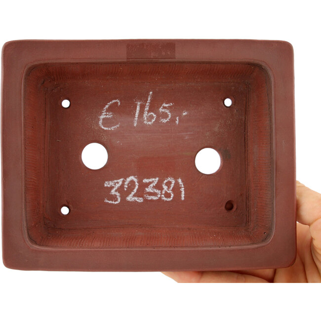 Rechteckige unglasierte Bonsaischale von Bigei – 155 x 120 x 35 mm
