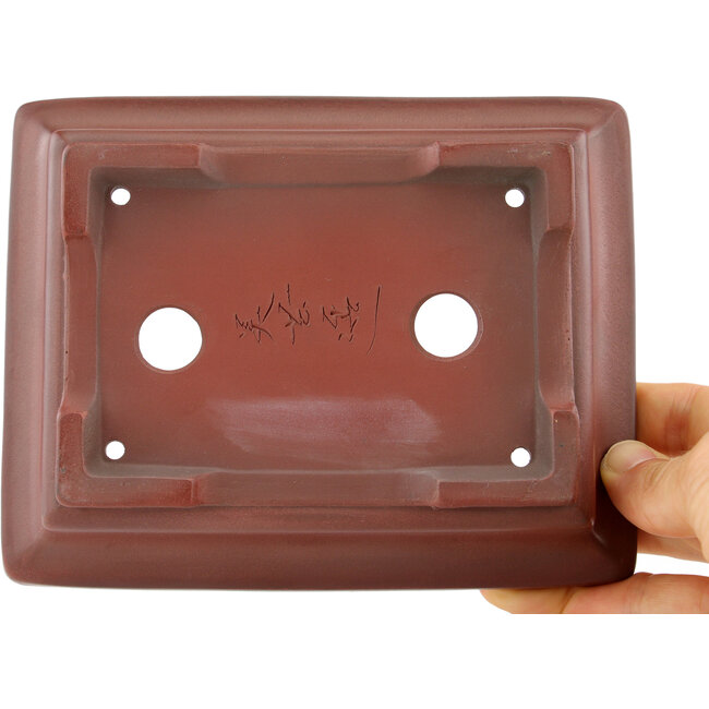 Maceta rectangular para bonsái sin esmaltar de Bigei - 155 x 120 x 35 mm
