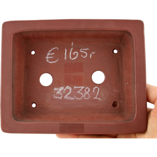 Maceta rectangular para bonsái sin esmaltar de Bigei - 155 x 120 x 35 mm