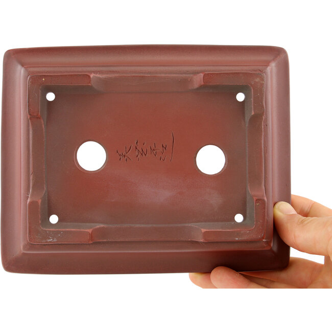 Rechteckige unglasierte Bonsaischale von Bigei – 155 x 120 x 35 mm