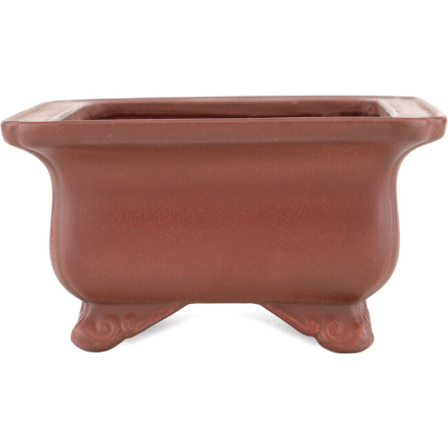 Rectangular unglazed bonsai pot by Bigei - 145 x 117 x 55 mm