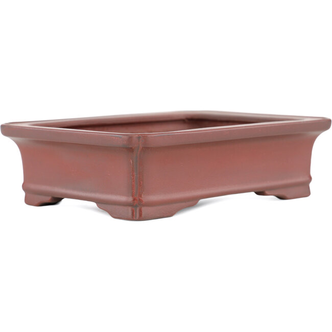 Rectangular unglazed bonsai pot by Bigei - 145 x 110 x 37 mm