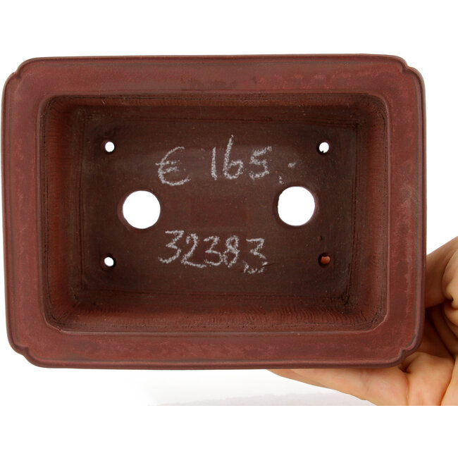 Maceta rectangular para bonsái sin esmaltar de Bigei - 145 x 117 x 55 mm