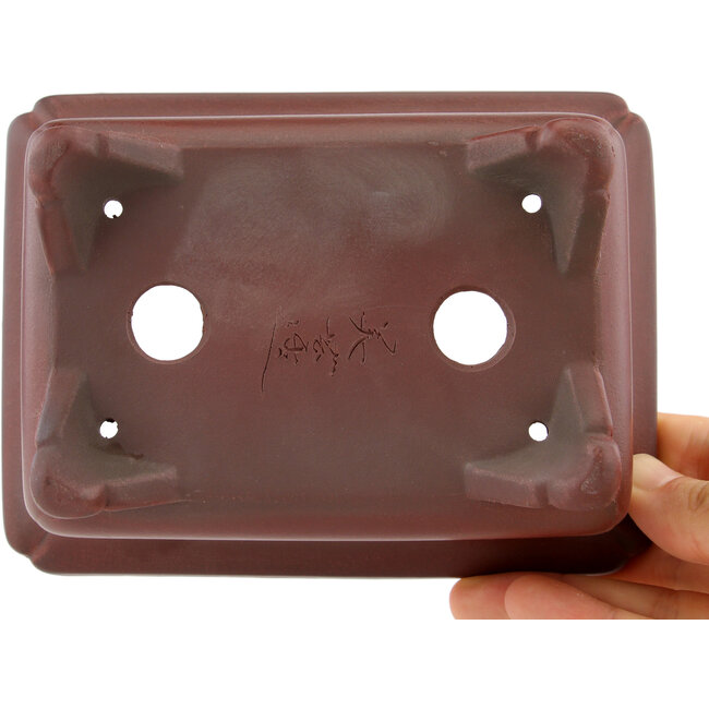 Maceta rectangular para bonsái sin esmaltar de Bigei - 145 x 117 x 55 mm