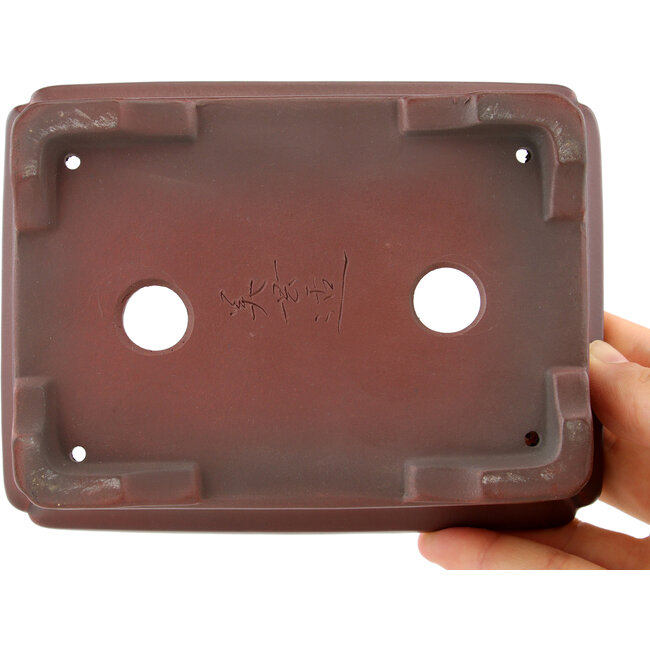 Rectangular unglazed bonsai pot by Bigei - 145 x 110 x 37 mm