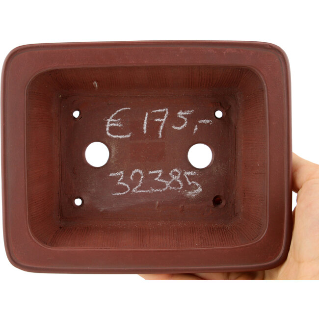 Rectangular unglazed bonsai pot by Bigei - 160 x 128 x 50 mm