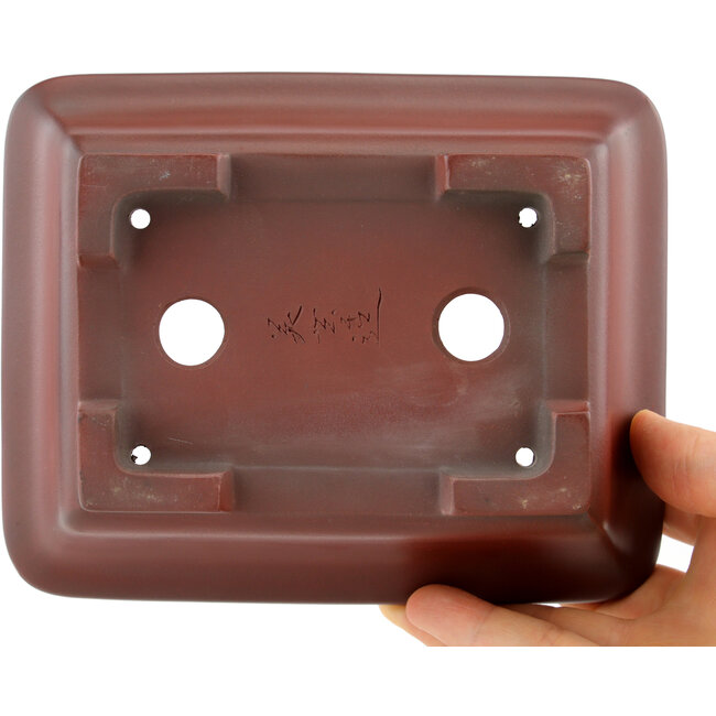 Maceta rectangular para bonsái sin esmaltar de Bigei - 160 x 128 x 50 mm