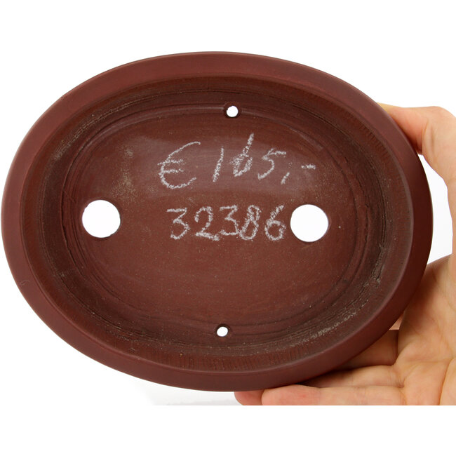 Maceta para bonsái ovalada sin esmaltar de Bigei - 160 x 125 x 32 mm