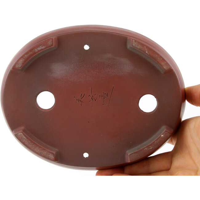 Maceta para bonsái ovalada sin esmaltar de Bigei - 160 x 125 x 32 mm