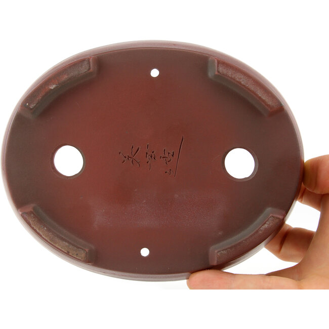Pot à bonsaï ovale non émaillé par Bigei - 160 x 125 x 32 mm