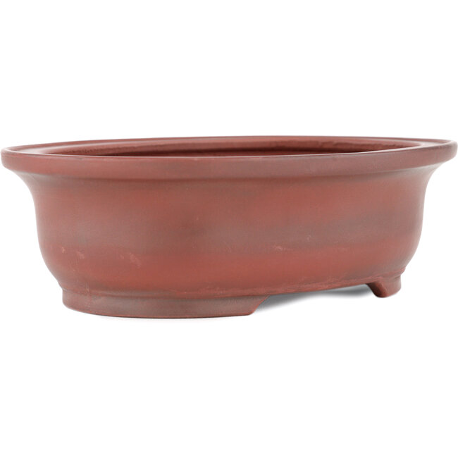 Oval unglazed bonsai pot by Bigei - 156 x 122 x 47 mm