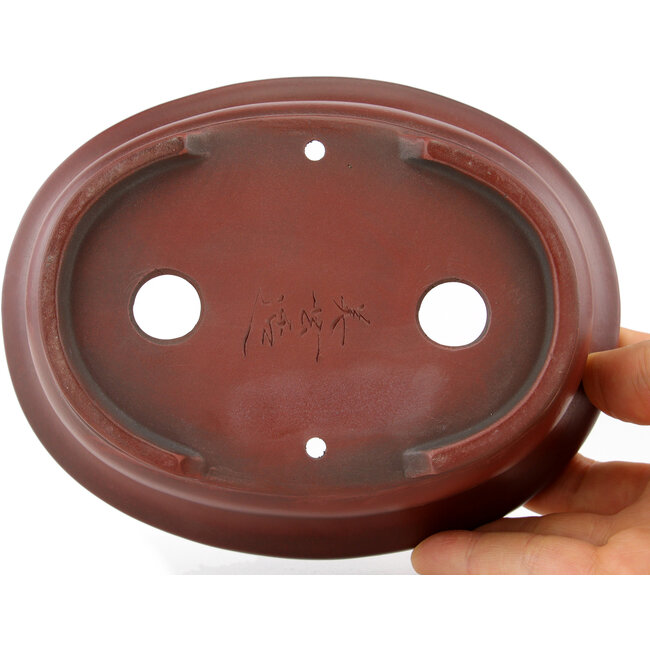 Ovaler, unglasierter Bonsaitopf von Bigei – 156 x 122 x 47 mm