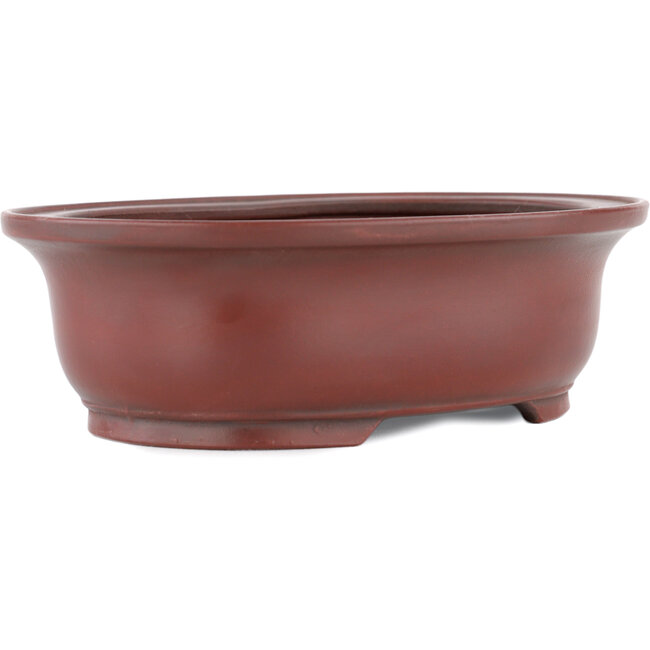 Ovale ongeglazuurde bonsaipot van Bigei - 156 x 122 x 47 mm