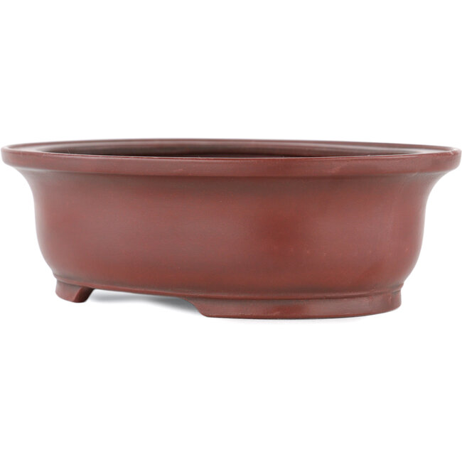 Ovale ongeglazuurde bonsaipot van Bigei - 156 x 122 x 47 mm