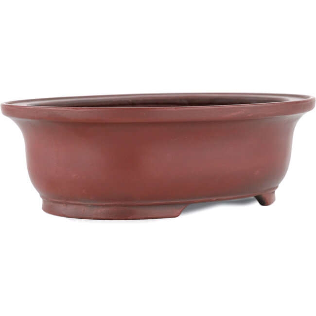 Oval unglazed bonsai pot by Bigei - 156 x 122 x 47 mm