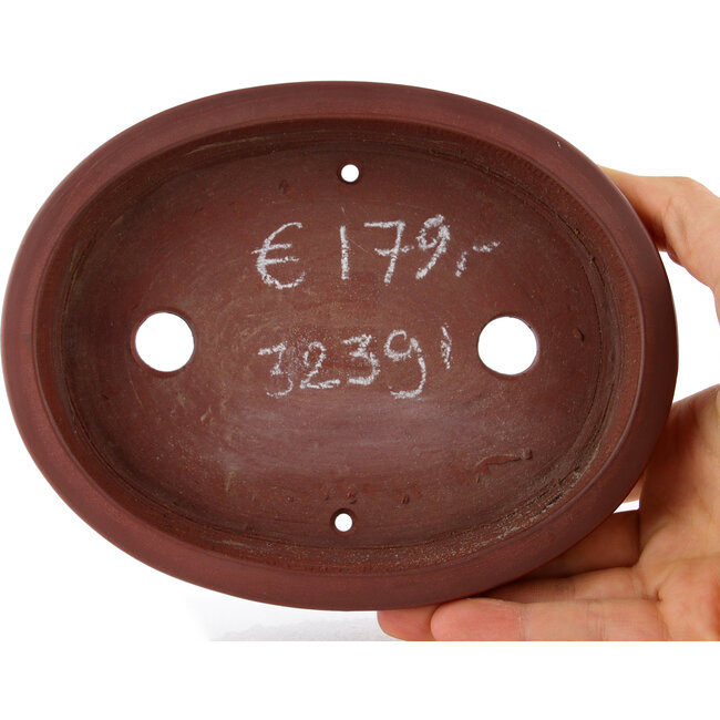 Pot à bonsaï ovale non émaillé par Bigei - 160 x 125 x 30 mm