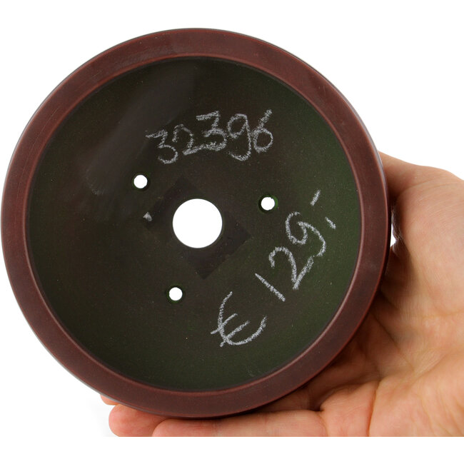Round unglazed bonsai pot by Bigei - 120 x 120 x 45 mm