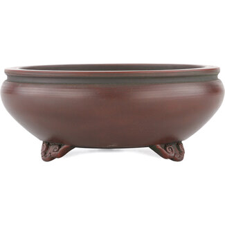 Bigei - Hirata Atsumi 120 mm unglasierte Bonsaischale von Bigei, Tokoname, Japan