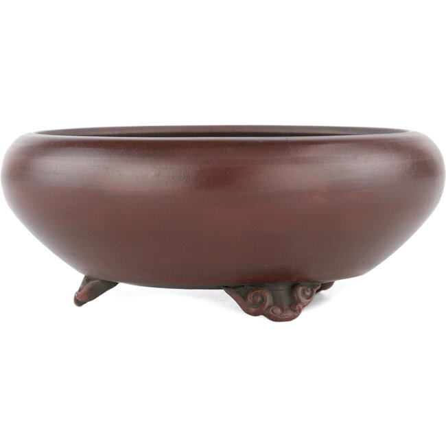 Ronde ongeglazuurde bonsaipot van Bigei - 122 x 122 x 45 mm