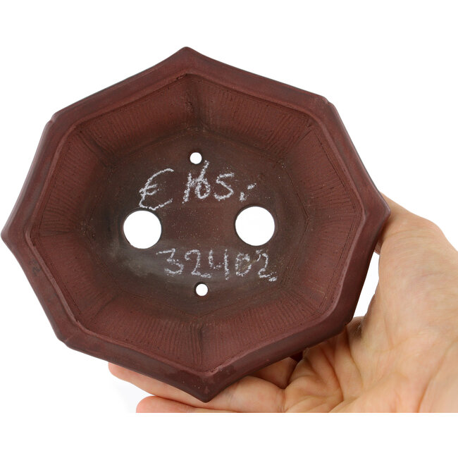 Mokko ongeglazuurde bonsaipot van Bigei - 140 x 125 x 33 mm