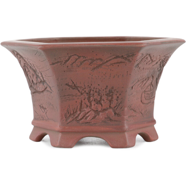 Vaso bonsai esagonale non smaltato di Bigei - 120 x 105 x 62 mm