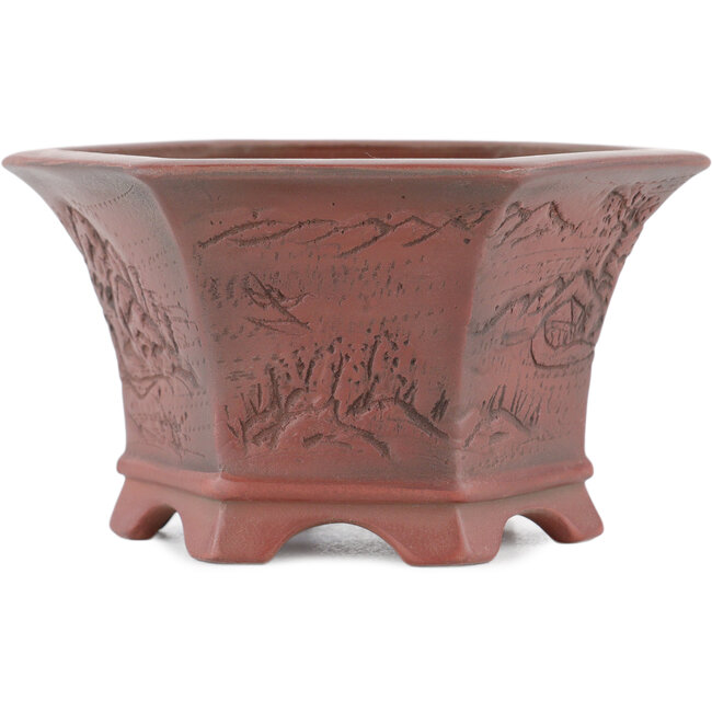 Vaso bonsai esagonale non smaltato di Bigei - 120 x 105 x 62 mm