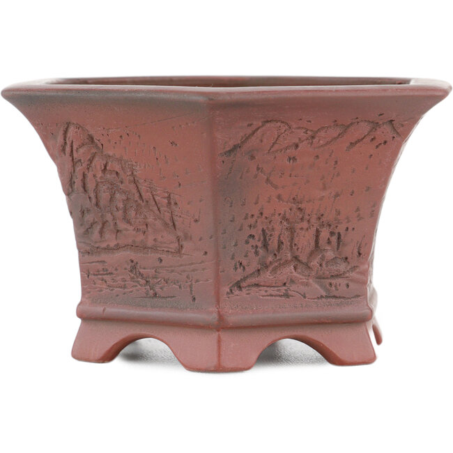Vaso bonsai esagonale non smaltato di Bigei - 120 x 105 x 62 mm