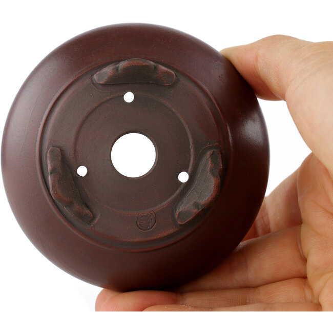 Ronde ongeglazuurde bonsaipot van Bigei - 80 x 80 x 33 mm