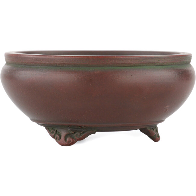 Ronde ongeglazuurde bonsaipot van Bigei - 77 x 77 x 33 mm