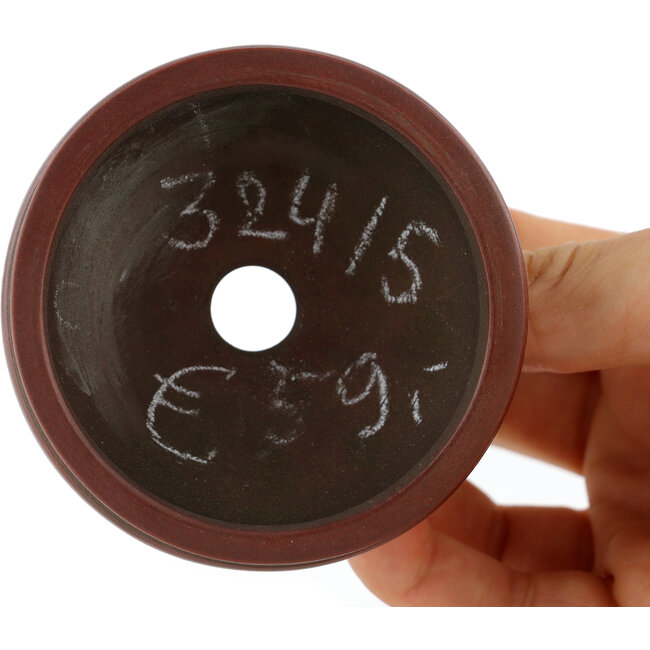 Ronde ongeglazuurde bonsaipot van Bigei - 68 x 68 x 29 mm