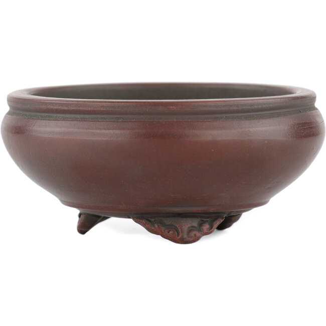 Ronde ongeglazuurde bonsaipot van Bigei - 68 x 68 x 29 mm