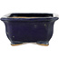 Rectangular blue bonsai pot by Hattori - 145 x 110 x 50 mm