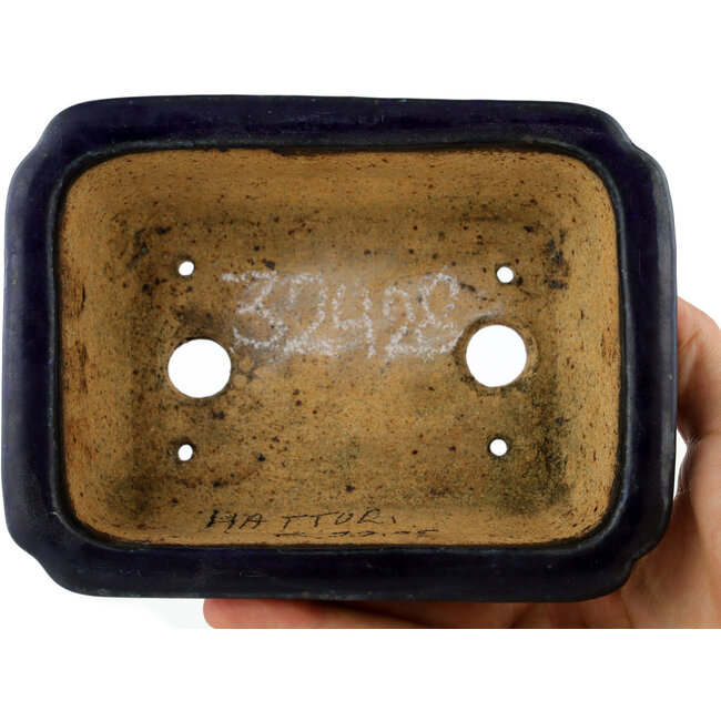 Maceta rectangular para bonsái azul de Hattori - 145 x 110 x 50 mm
