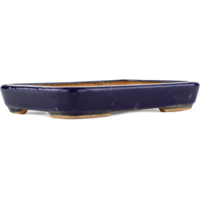 Rectangular blue bonsai pot by Hattori - 172 x 126 x 25 mm