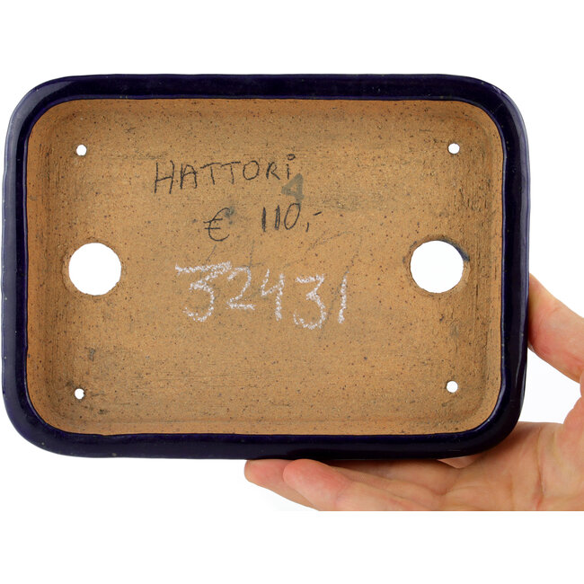 Maceta rectangular para bonsái azul de Hattori - 172 x 126 x 25 mm