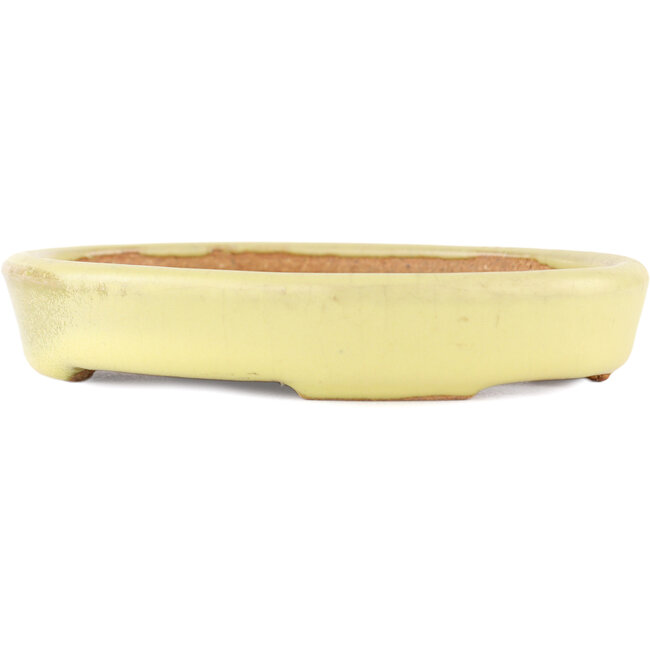 Vaso bonsai ovale giallo di Hattori - 128 x 100 x 21 mm