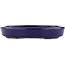 Oval blue bonsai pot by Hattori - 128 x 100 x 21 mm