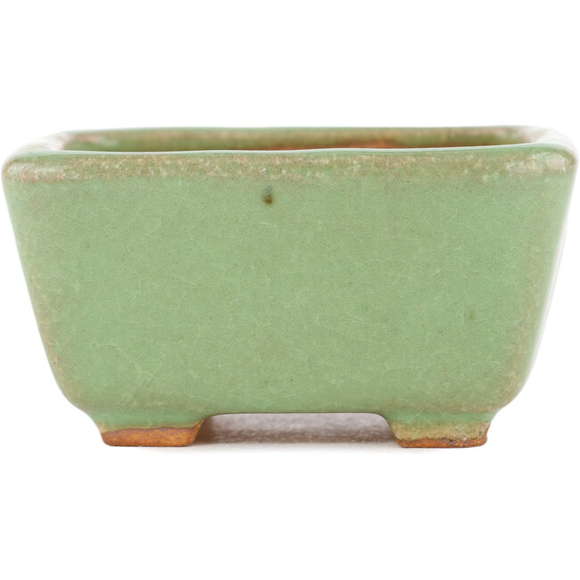 Square green bonsai pot by Hattori - 91 x 91 x 46 mm