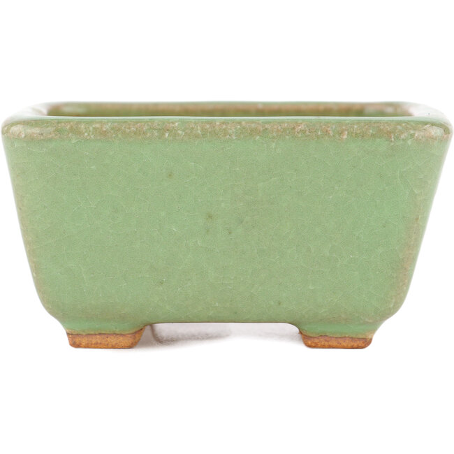 Square green bonsai pot by Hattori - 91 x 91 x 46 mm