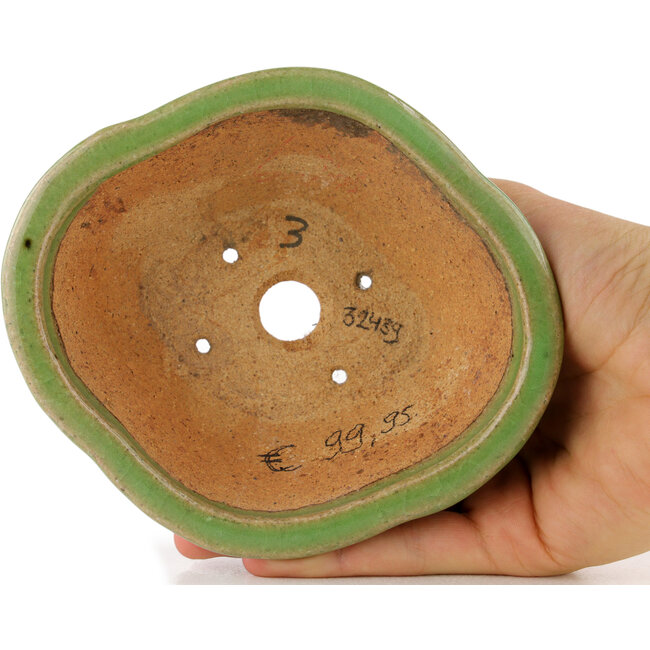 Pot à bonsaï vert Mokko par Hattori - 130 x 114 x 45 mm