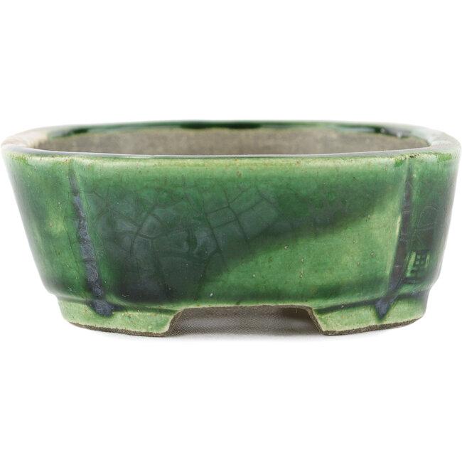 Rechthoekige groene bonsaipot van Terahata Satomi Mazan - 162 x 120 x 42 mm