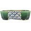 Rectangular green bonsai pot by Terahata Satomi Mazan - 162 x 120 x 42 mm