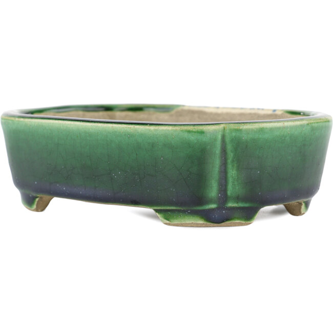 Pot à bonsaï rectangulaire vert par Terahata Satomi Mazan - 162 x 120 x 42 mm