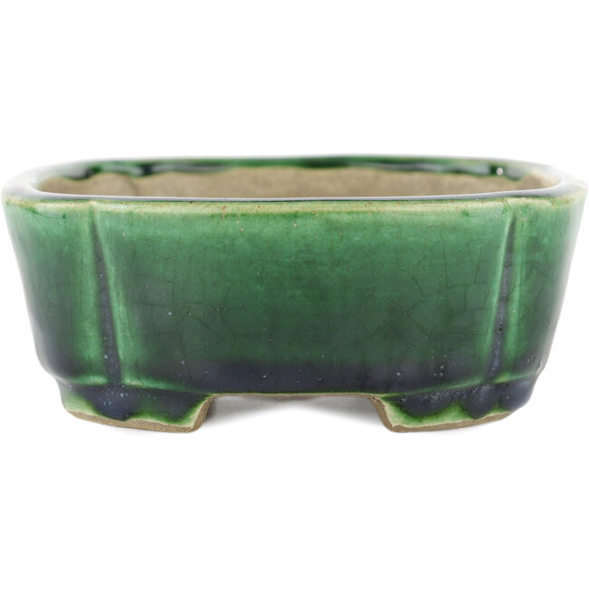 Rechthoekige groene bonsaipot van Terahata Satomi Mazan - 162 x 120 x 42 mm