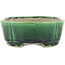 Rectangular green bonsai pot by Terahata Satomi Mazan - 162 x 120 x 42 mm