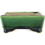 Rectangular green bonsai pot by Terahata Satomi Mazan - 146 x 105 x 40 mm