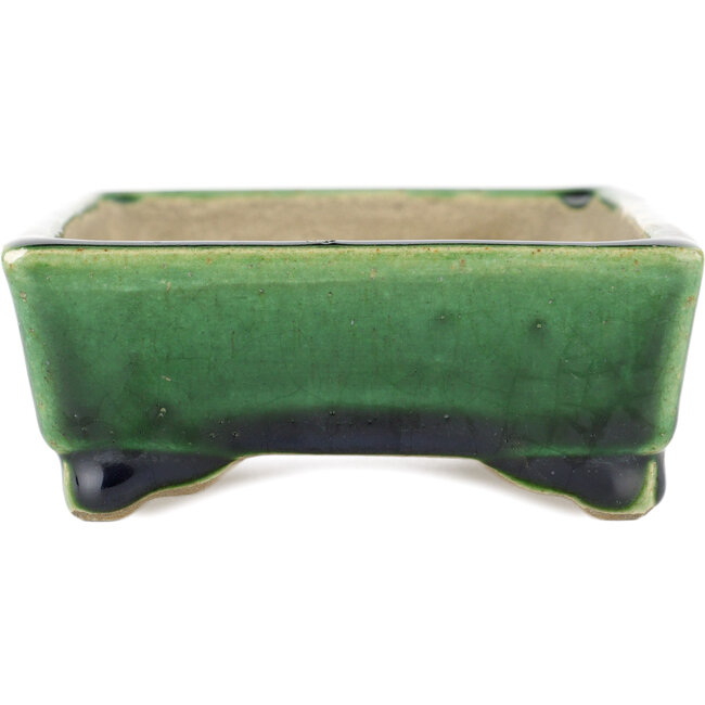 Rechteckiger grüner Bonsaitopf von Terahata Satomi Mazan – 146 x 105 x 40 mm