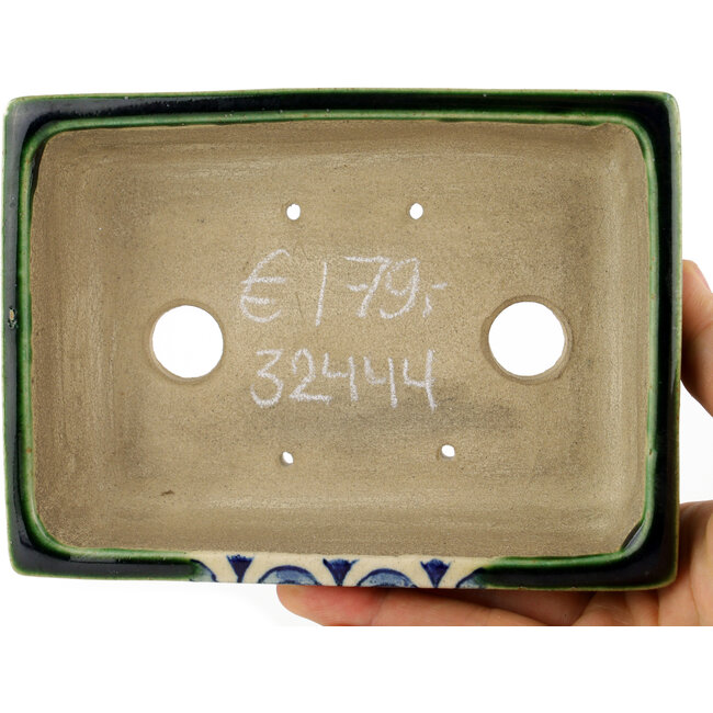 Vaso bonsai rettangolare verde di Terahata Satomi Mazan - 146 x 105 x 40 mm