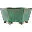 Hexagonal green bonsai pot by Shuhou - 150 x 135 x 70 mm