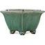 Hexagonal green bonsai pot by Shuhou - 152 x 133 x 70 mm